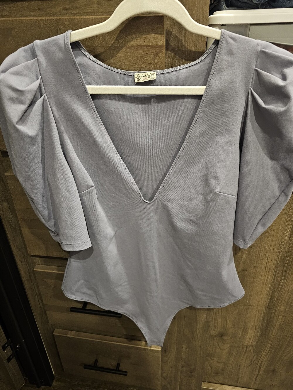 Free People Intimately Puff Sleeve V-Neck Bodysuit - Lavender